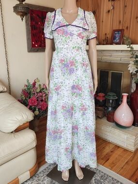 VTG 70s "This Is Yours" SF Floral Prairie Maxi Dress